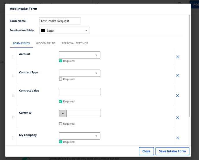 Intake form Set Up