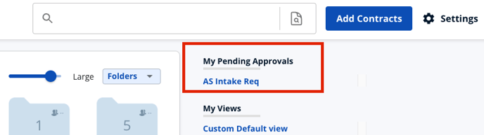 Pending Approval Request on the dashboard